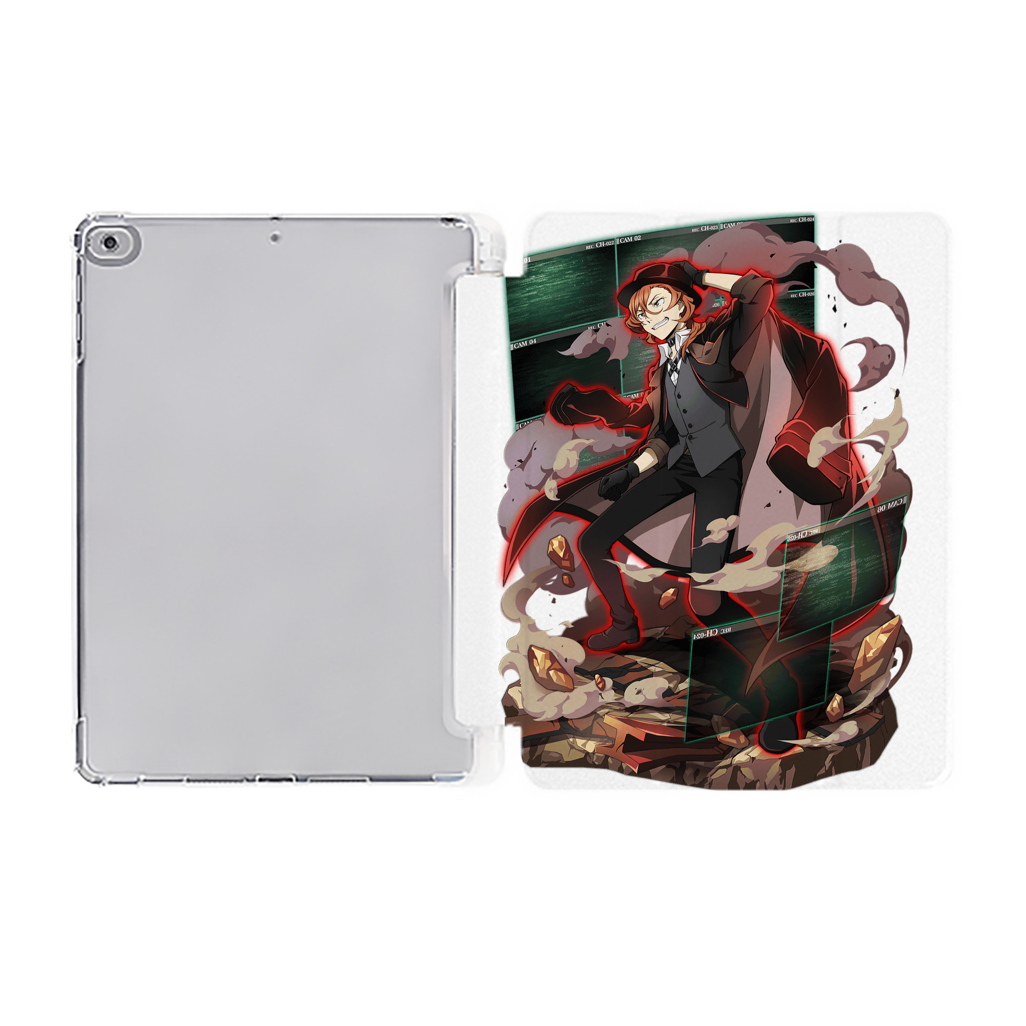 （画像用） 文豪ストレイドッグス Bungo Stray Dogs IPad ケース ペン収納付き 三つ折りスタンド PUレザー×シリコン 対応機種9.5/10.5/10.9インチ